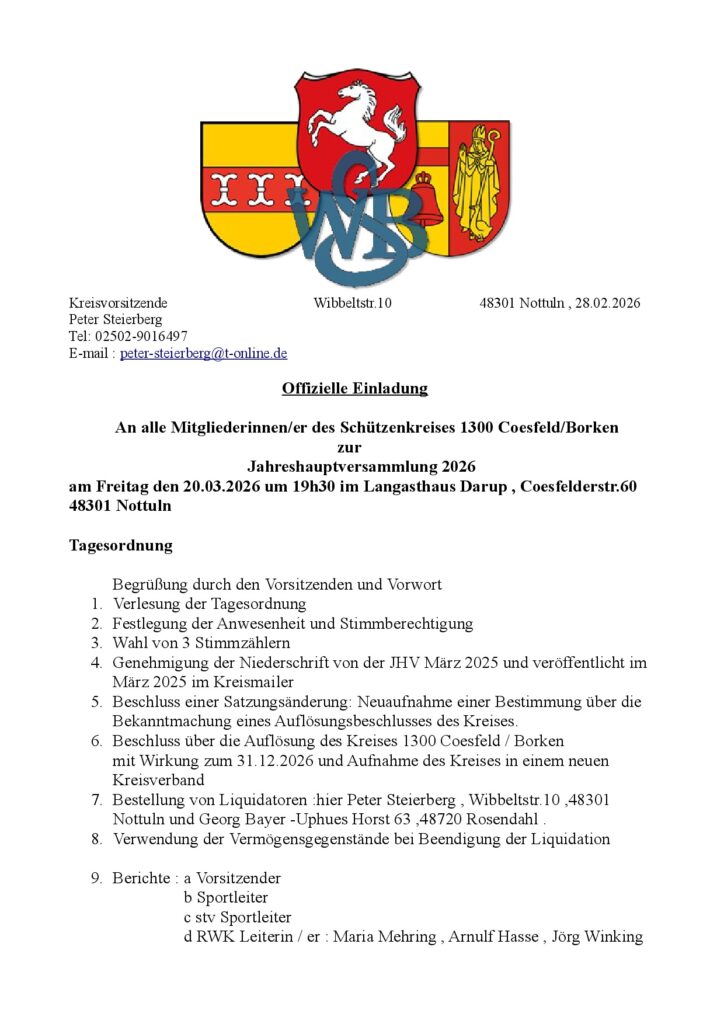 Einladung zur JHV 2026